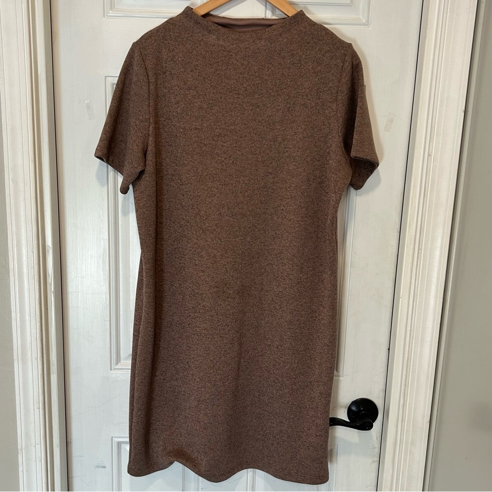 ARC'TERYX Laina Dress Short Sleeve Mock Neck Pullover Jute Heather, Sz L